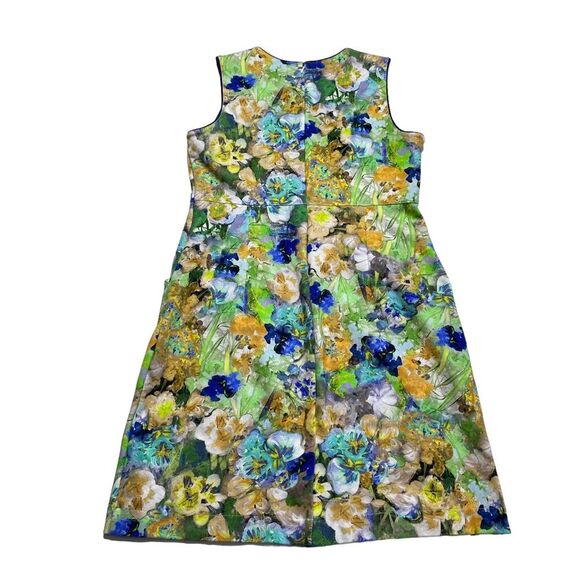 Land’s End Floral Sleeveless Sheath Dress Keyhole Neckline Pockets Sz 12 - Picture 6 of 15
